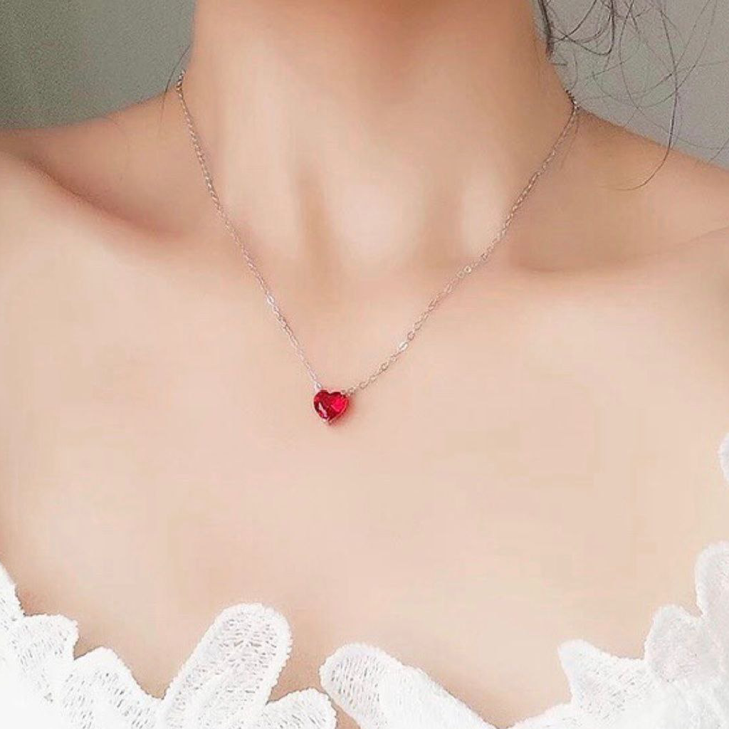 Agate red heart necklace